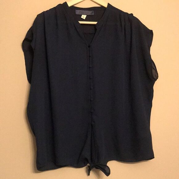 Blue Rain Semi-Sheer Navy Blue Blouse - Size Large - Picture 2 of 12